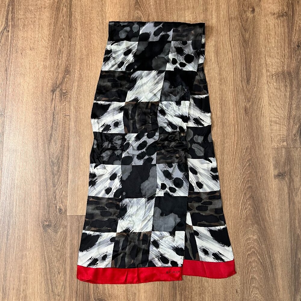 Echo Animal Print Patchwork Silk Scarf Vintage - image 3